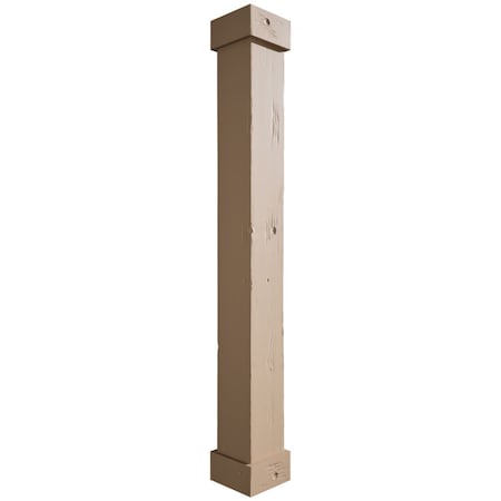 Ekena Millwork Knotty Pine Faux Wood Non-Tapered Square Column Wrap w/ Standard Capital & Base, 18"W x 16'H COLUKP18X192STUF